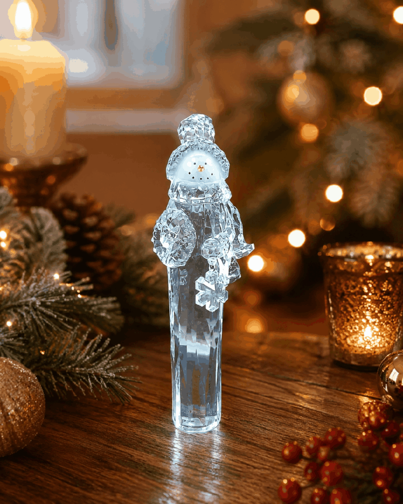 Figura navideña iluminada transparente de acrílico – 39 cm