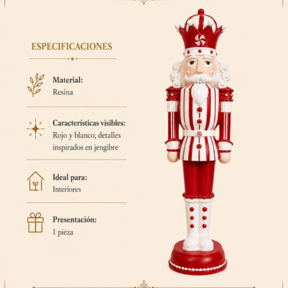 Cascanueces festivo rojo de resina – 49 cm