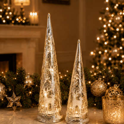 Cono de cristal iluminado grande – 40 cm