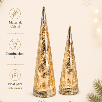 Cono de cristal iluminado grande – 40 cm