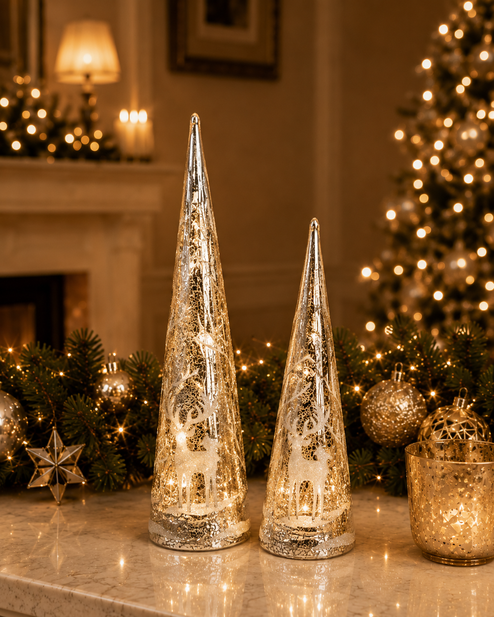 Cono de cristal iluminado grande – 40 cm
