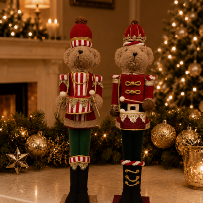 Set de osos soldados navideños – 60 cm