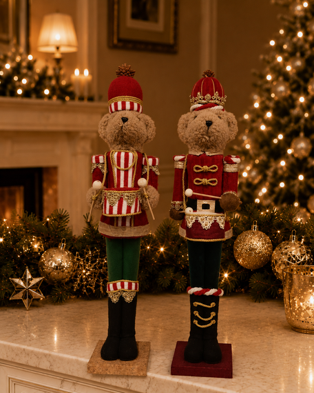 Set de osos soldados navideños – 60 cm