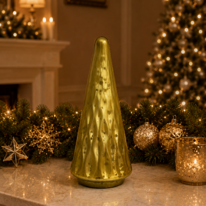 Cono de cristal verde oliva – 29 cm