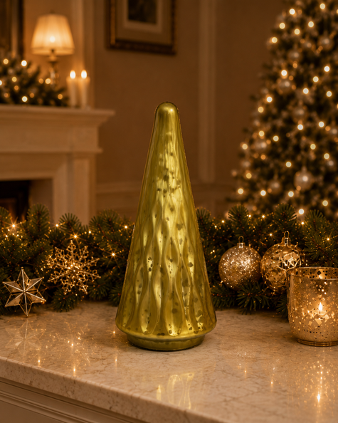 Cono de cristal verde oliva – 29 cm