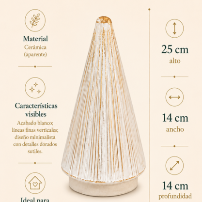 Cono de cristal blanco con líneas doradas – 25 cm