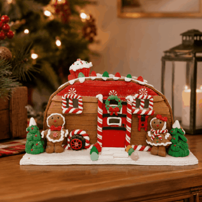 Casa de jengibre multicolor en resina – 17 cm