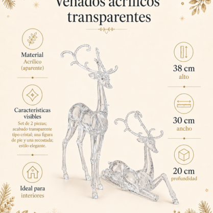 Set de venados transparentes – 46 cm