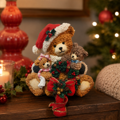 Oso navideño con ositos de resina – 22 cm