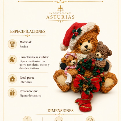 Oso navideño con ositos de resina – 22 cm