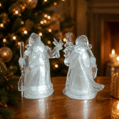 Set de figuras navideñas iluminadas de acrílico – 18 cm