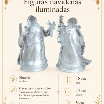 Set de figuras navideñas iluminadas de acrílico – 18 cm