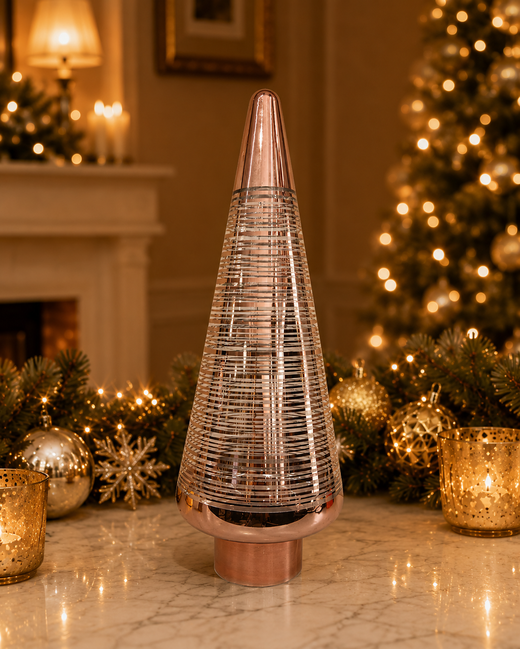 Árbol cónico de cristal rose gold – 43 cm