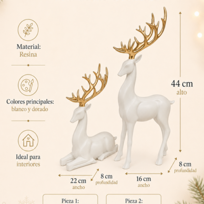Venados blancos con cuernos dorados – 44 cm