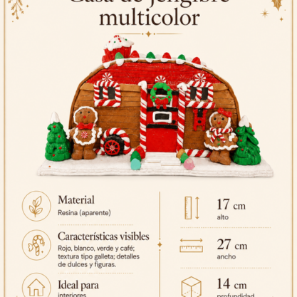 Casa de jengibre multicolor en resina – 17 cm