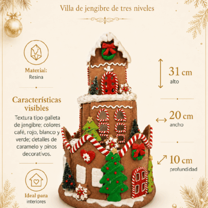 Villa de jengibre de tres niveles en resina – 31 cm