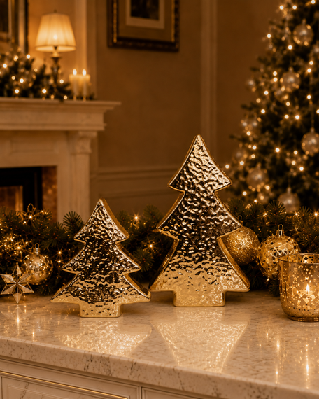 Árbol cerámico dorado grande – 38 cm