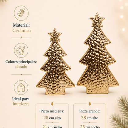 Árbol cerámico dorado grande – 38 cm