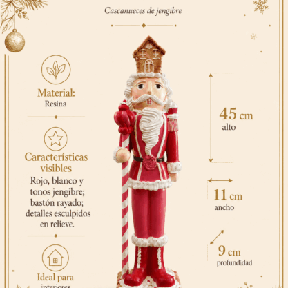Cascanueces de jengibre rojo en resina – 45 cm