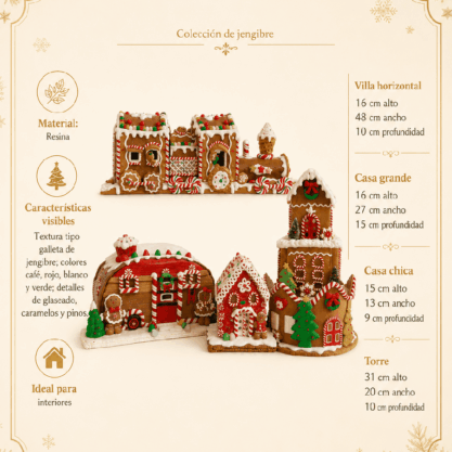 Colección navideña de jengibre en resina – Set de 4 piezas