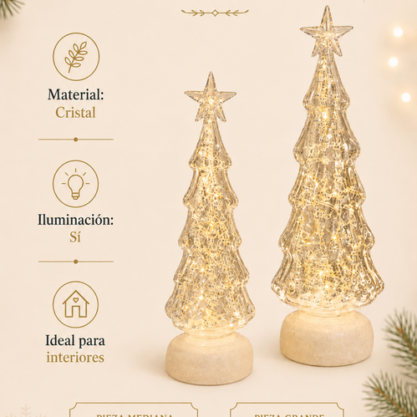 Árbol de cristal iluminado grande – 33 cm