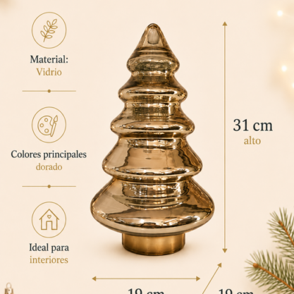 Árbol de cristal dorado escalonado – 31 cm