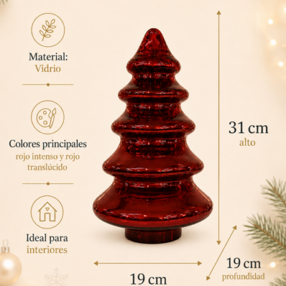 Árbol de cristal rojo escalonado – 31 cm