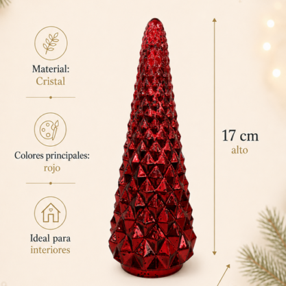 Cono de cristal facetado rojo – 17 cm