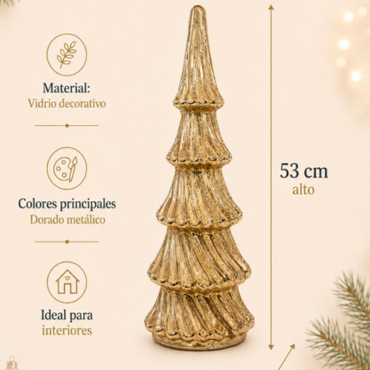 Árbol de cristal dorado alto – 53 cm
