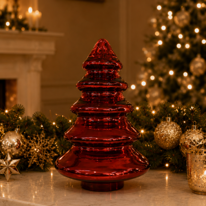 Árbol de cristal rojo escalonado – 31 cm