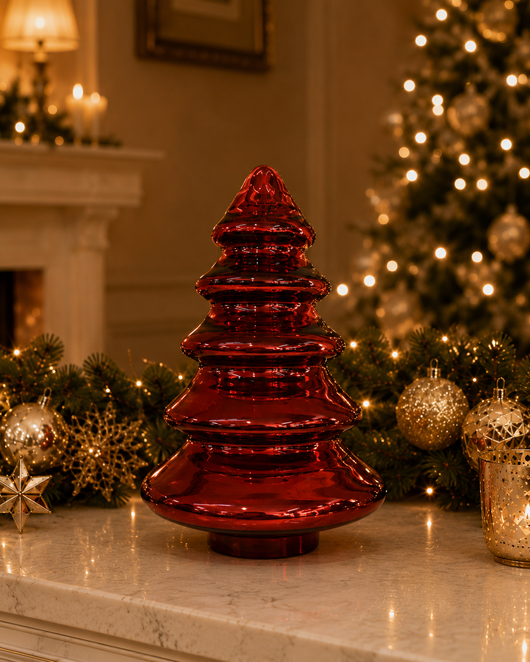 Árbol de cristal rojo escalonado – 31 cm