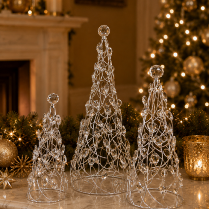 Set de tres árboles metálicos con cristales – 66 cm