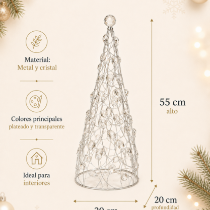 Set de tres árboles metálicos con cristales – 66 cm