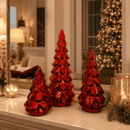 Árbol decorativo de metal dorado y cristal cortado – 88 cm
