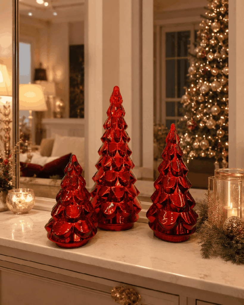 Árbol decorativo de metal dorado y cristal cortado – 88 cm