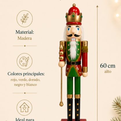 Cascanueces rey verde y rojo – 60 cm