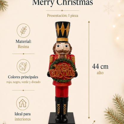 Cascanueces con letrero Merry Christmas – 44 cm