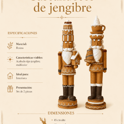 Set de 2 cascanueces de jengibre en resina – 45 cm