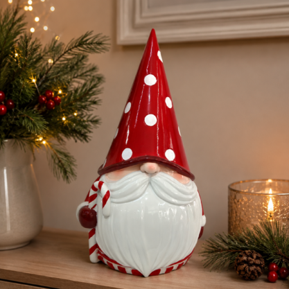 Gnomo navideño rojo de lunares – 40 cm